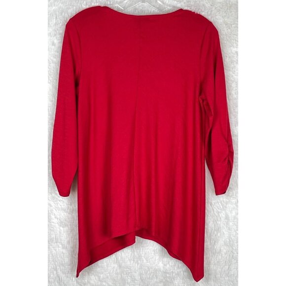 Alyx Medium Red 3/4 Sleeve Sharkbite Top Criss Cross Neck - Picture 3 of 9